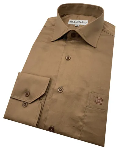 Angelino Coffee Cotton Satin Long Sleeve Lounge Shirt
