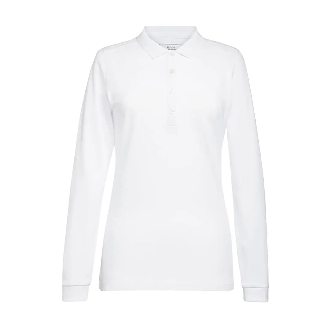 BA141-XXL Brook Taverner Anna Womens Long Sleeve Polo Shirt White Size XXL