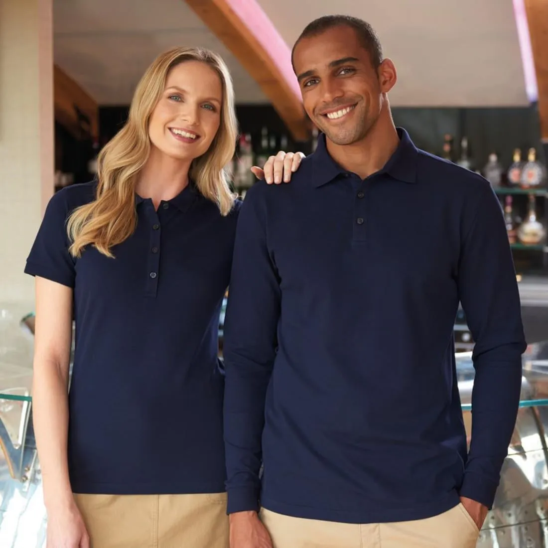 BA142-L Brook Taverner Frederick Mens Long Sleeve Polo Shirt Navy Size L