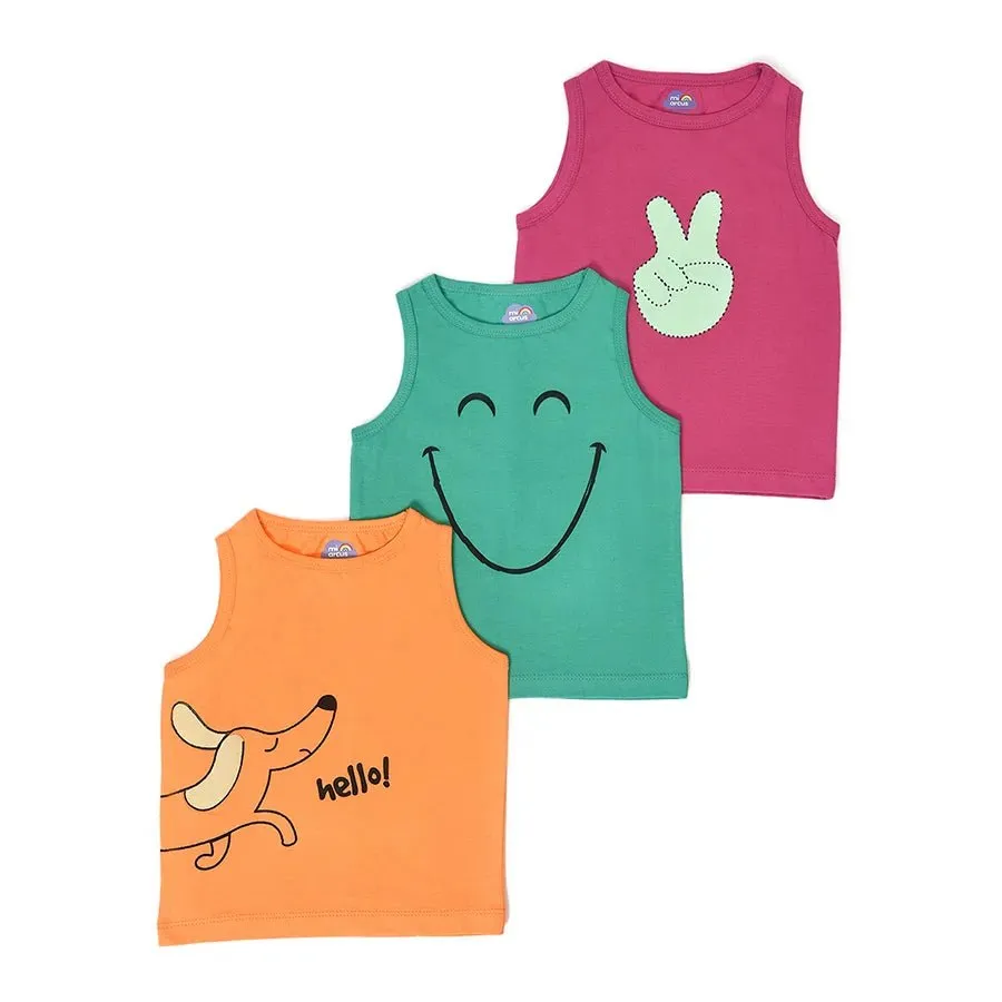 Baby Boy Smile Vest- Pack of 3