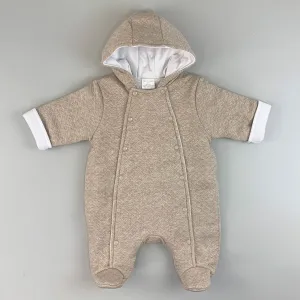 Baby Boys Padded Snowsuit- Beige - Little Nosh