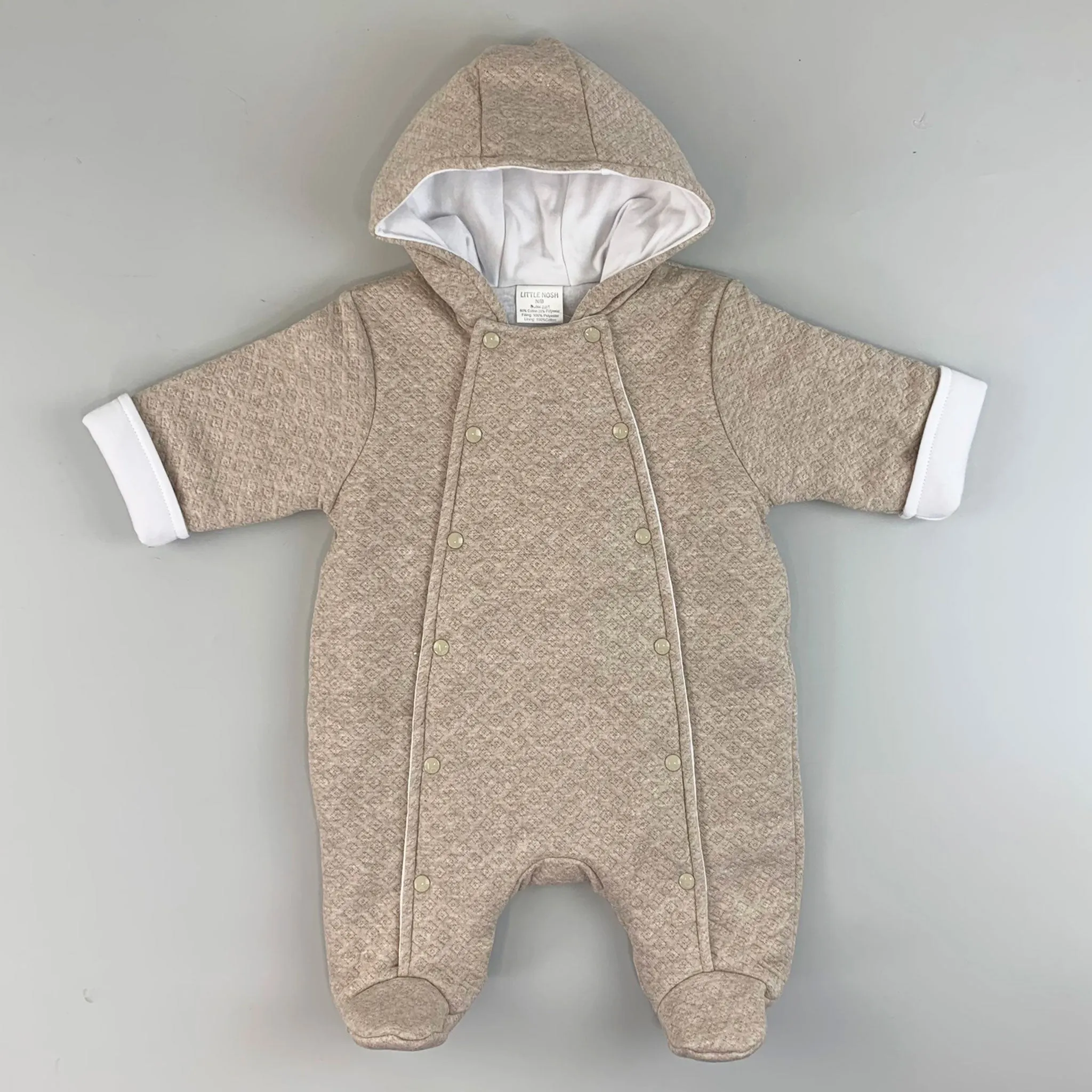 Baby Boys Padded Snowsuit- Beige - Little Nosh