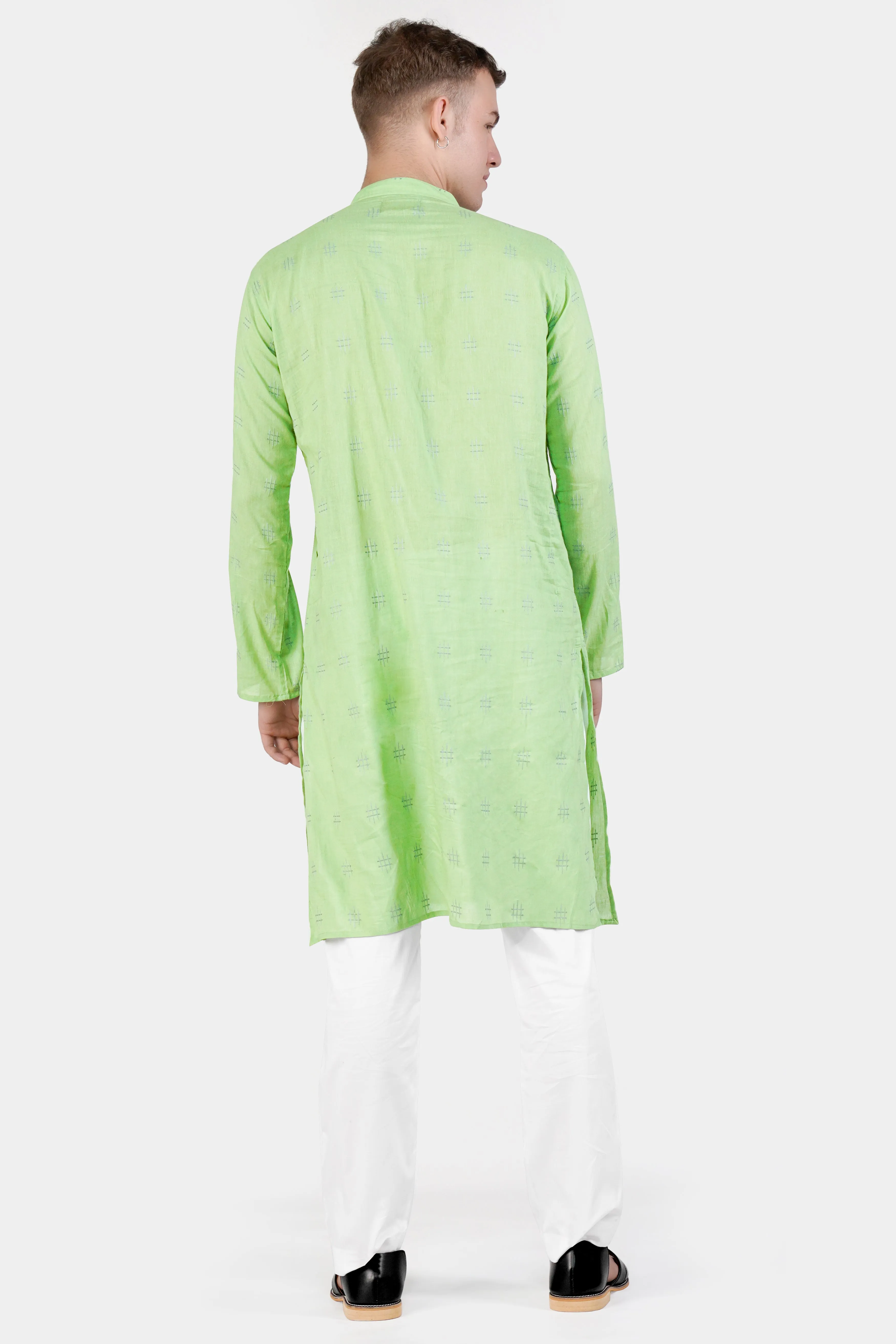 Beryl Green Dobby Textured Premium Giza Cotton Kurta Set