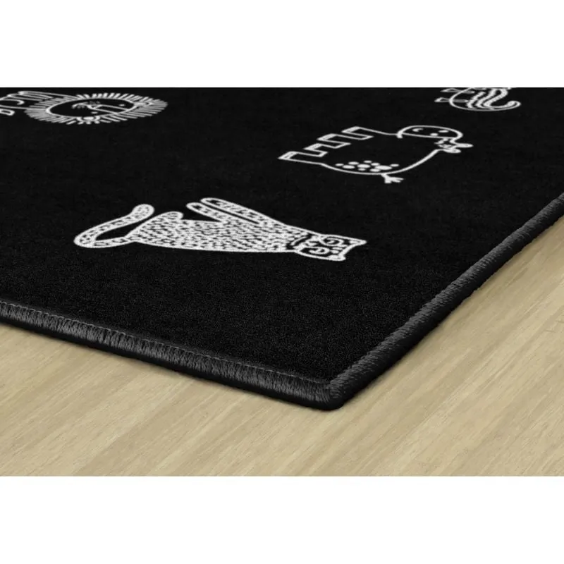 Black and White Safari Animals Classroom Seating Rug