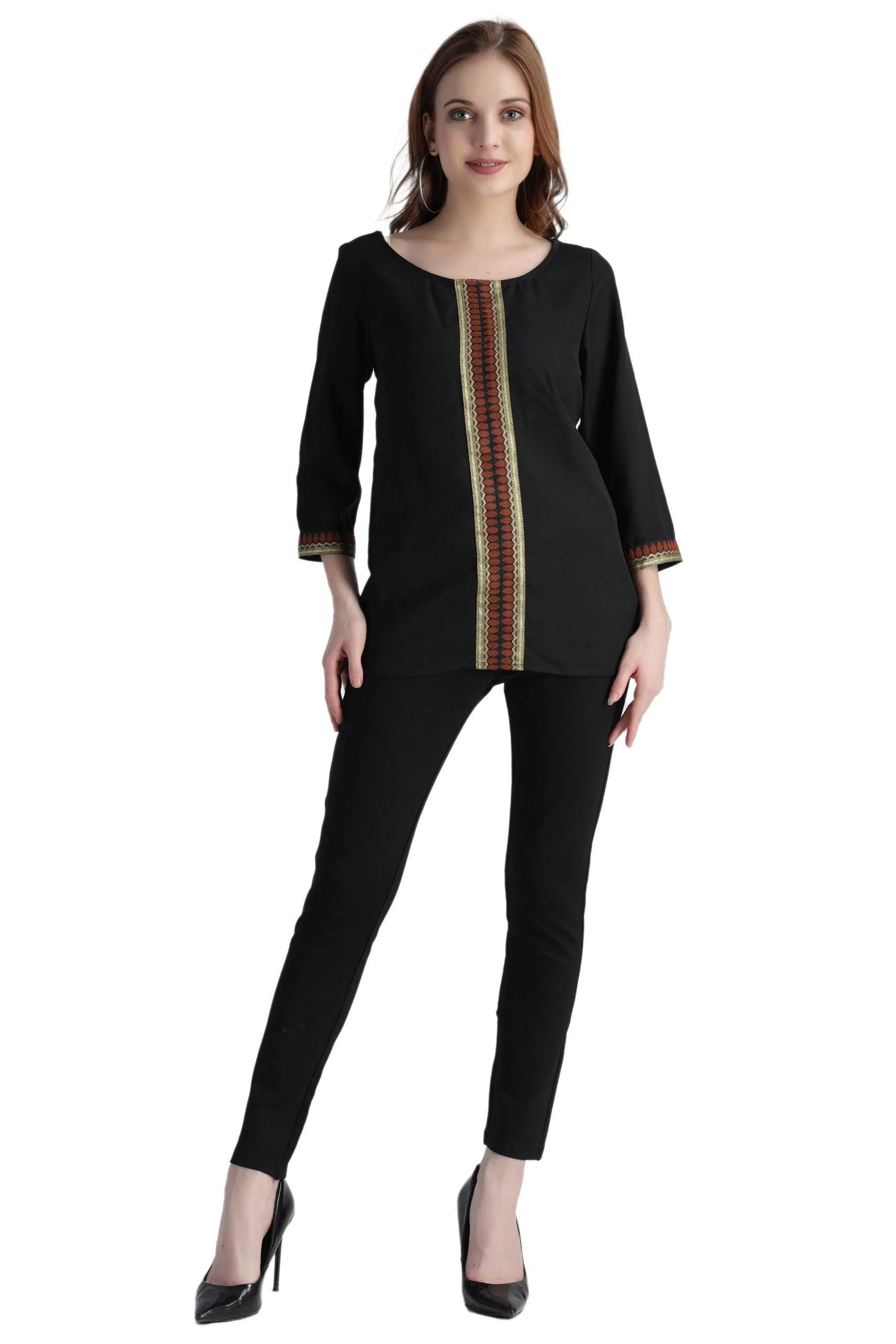 Black Solid Top with Lurex