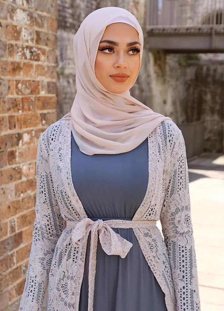 Blush Lace Tie Waist Cardigan