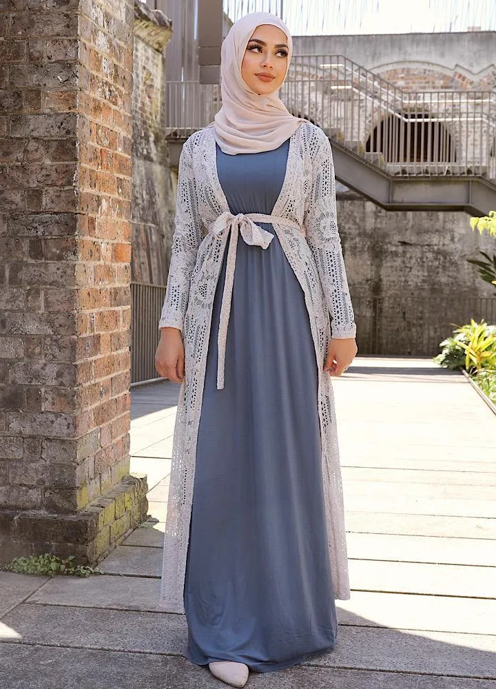 Blush Lace Tie Waist Cardigan
