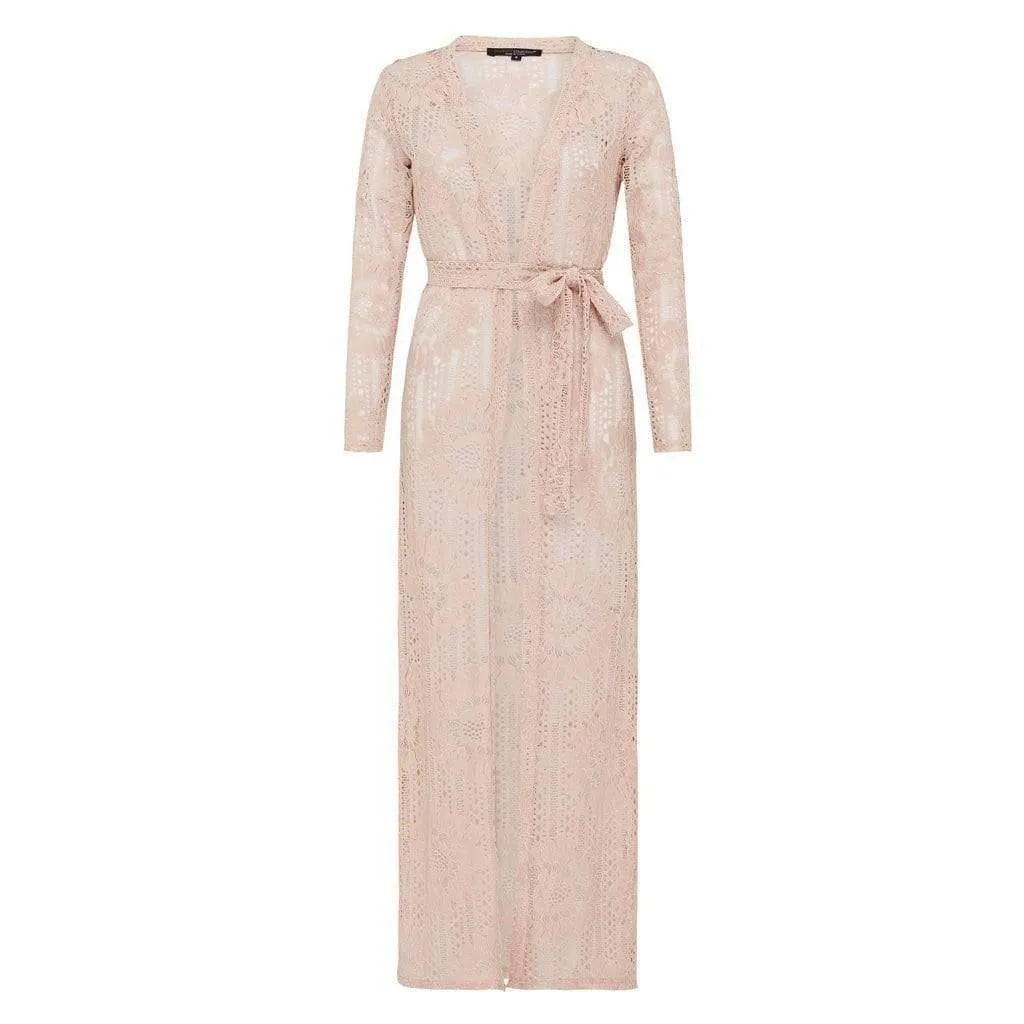 Blush Lace Tie Waist Cardigan