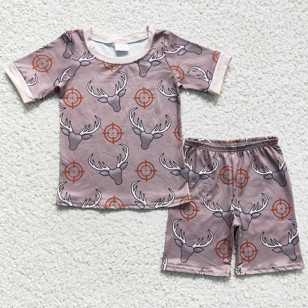 Boutique Baby Girls Pajamas Cow Print Short Sleeve Shorts Girls Sleepwear Set GSSO0138 BSSO0099