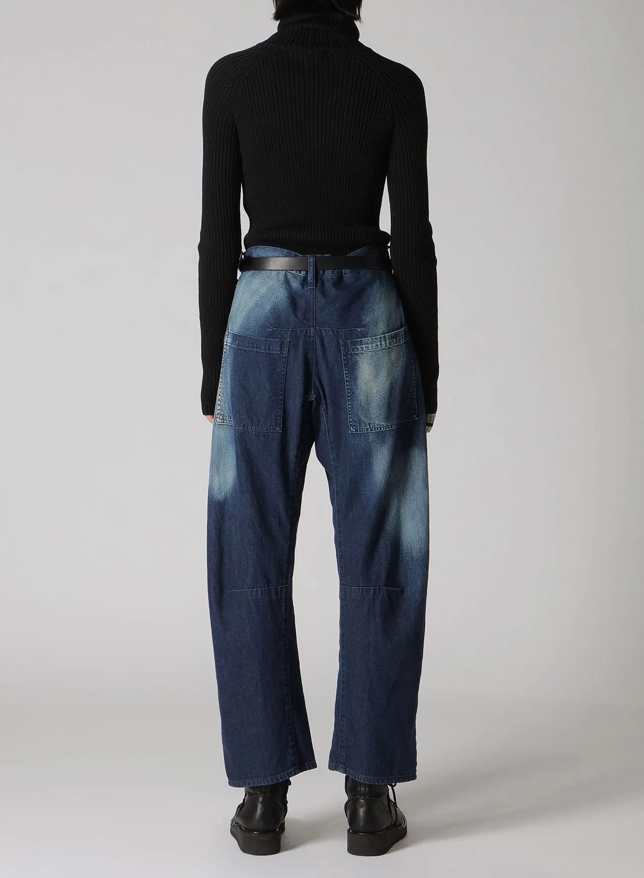 C/ SPOTTED DENIM GUSSET WIDE PANTS