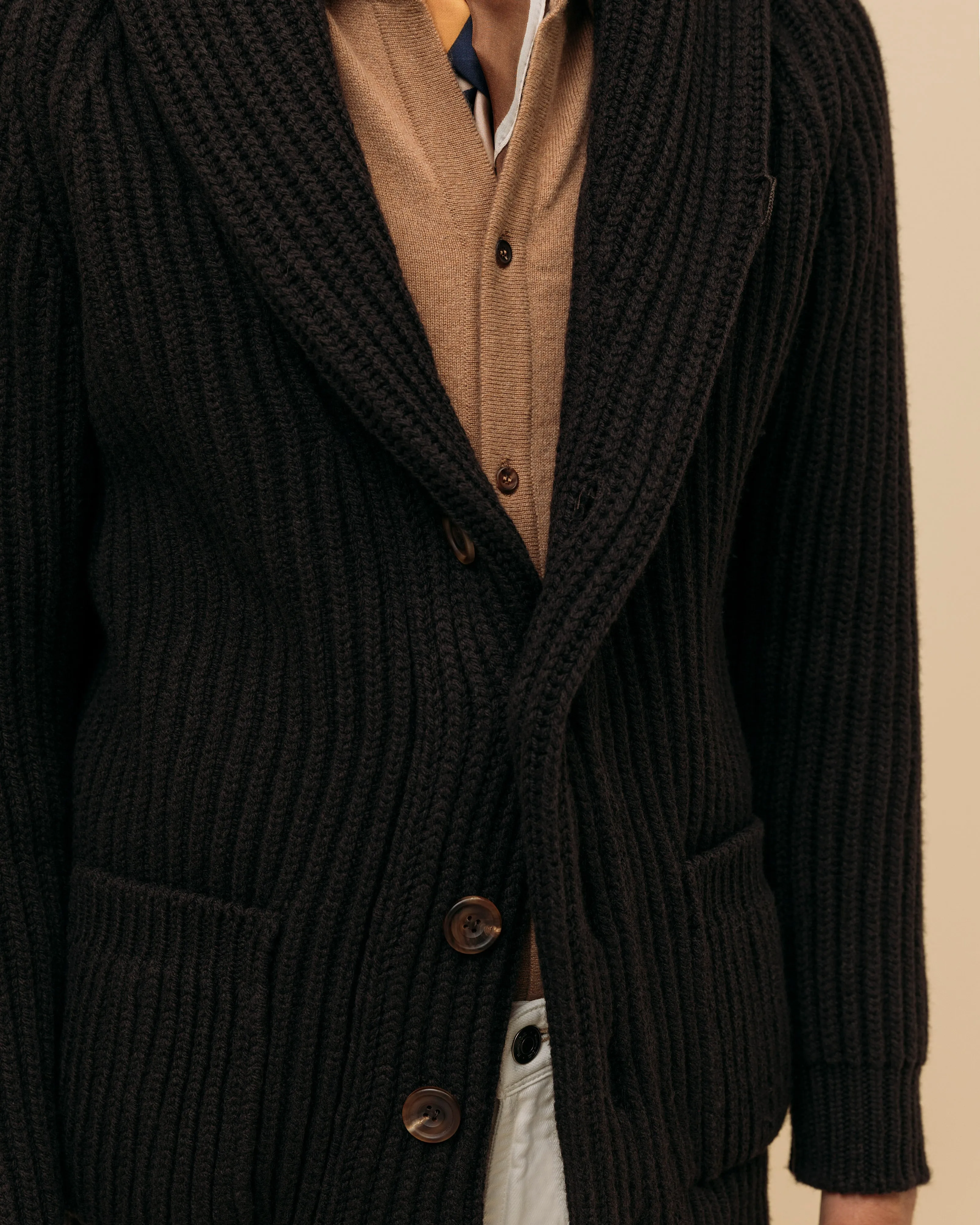 Cashmere shirt cardigan in camel