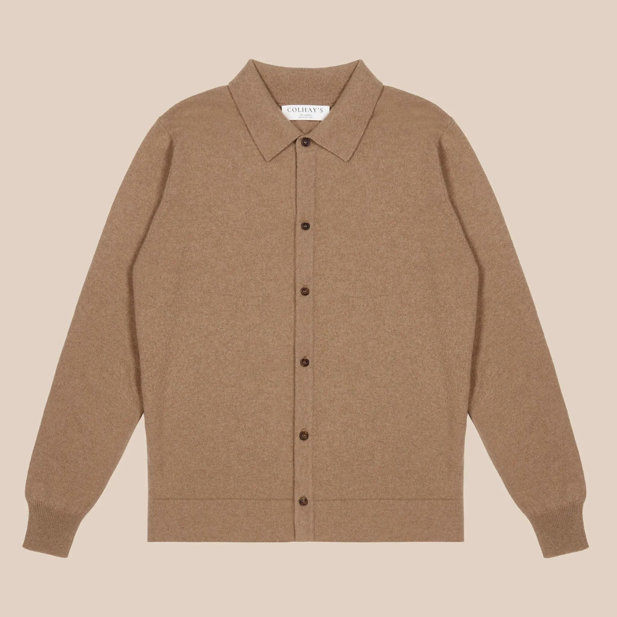 Cashmere shirt cardigan in camel