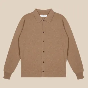 Cashmere shirt cardigan in camel