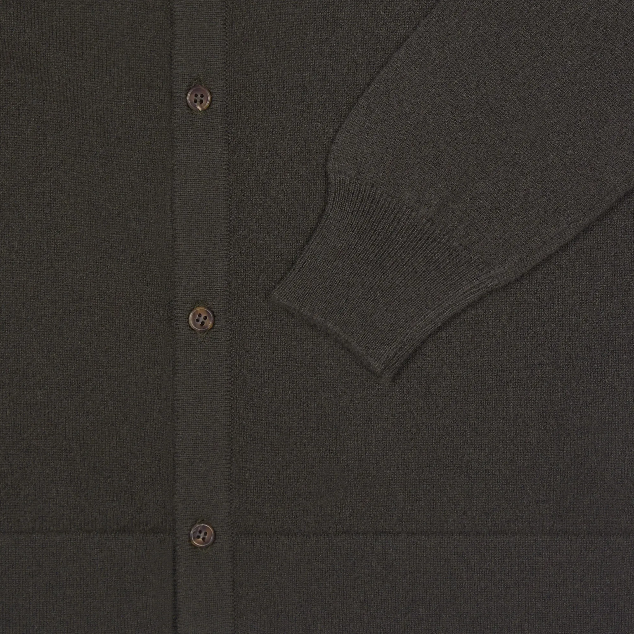 Cashmere shirt cardigan in dark olive