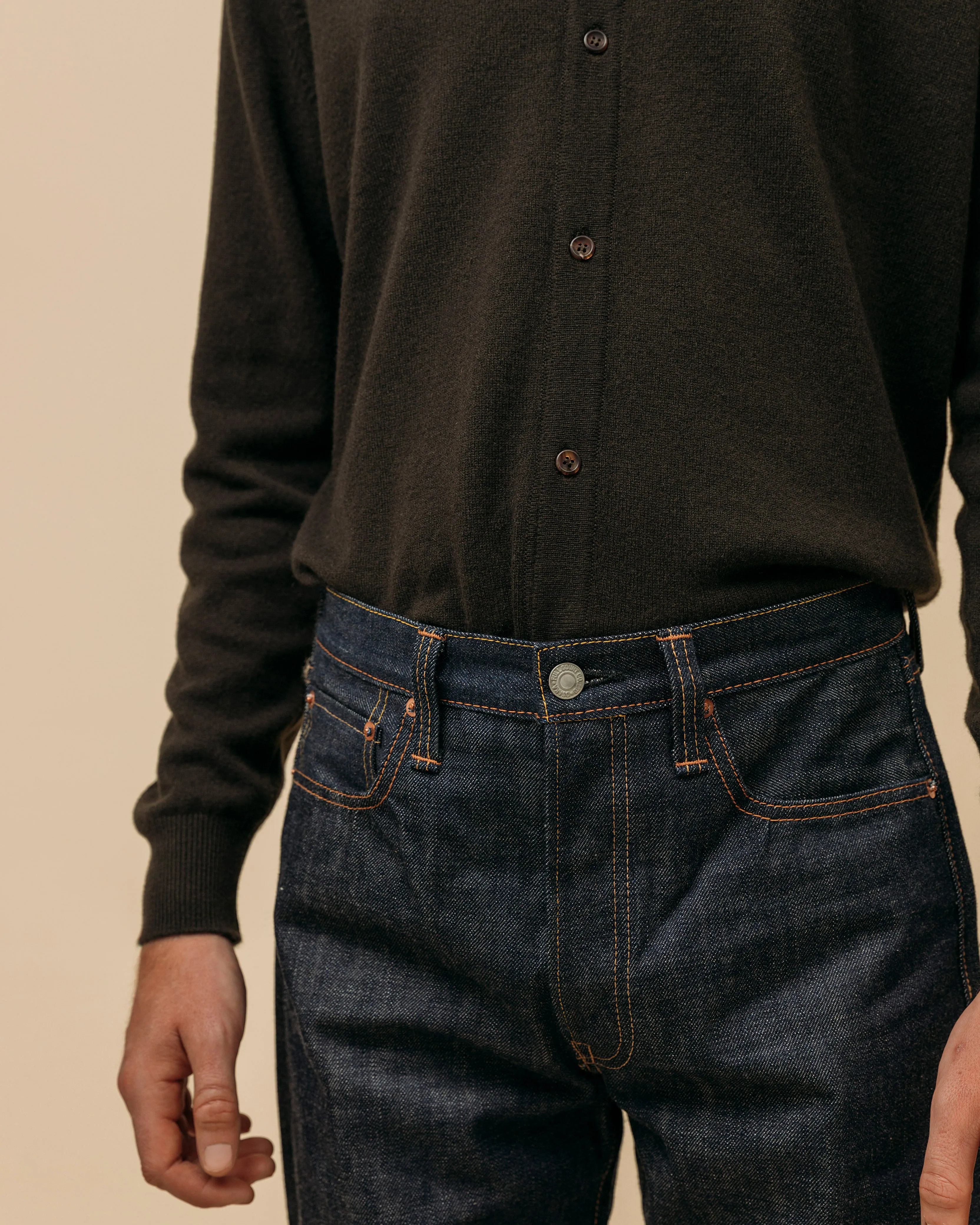 Cashmere shirt cardigan in dark olive