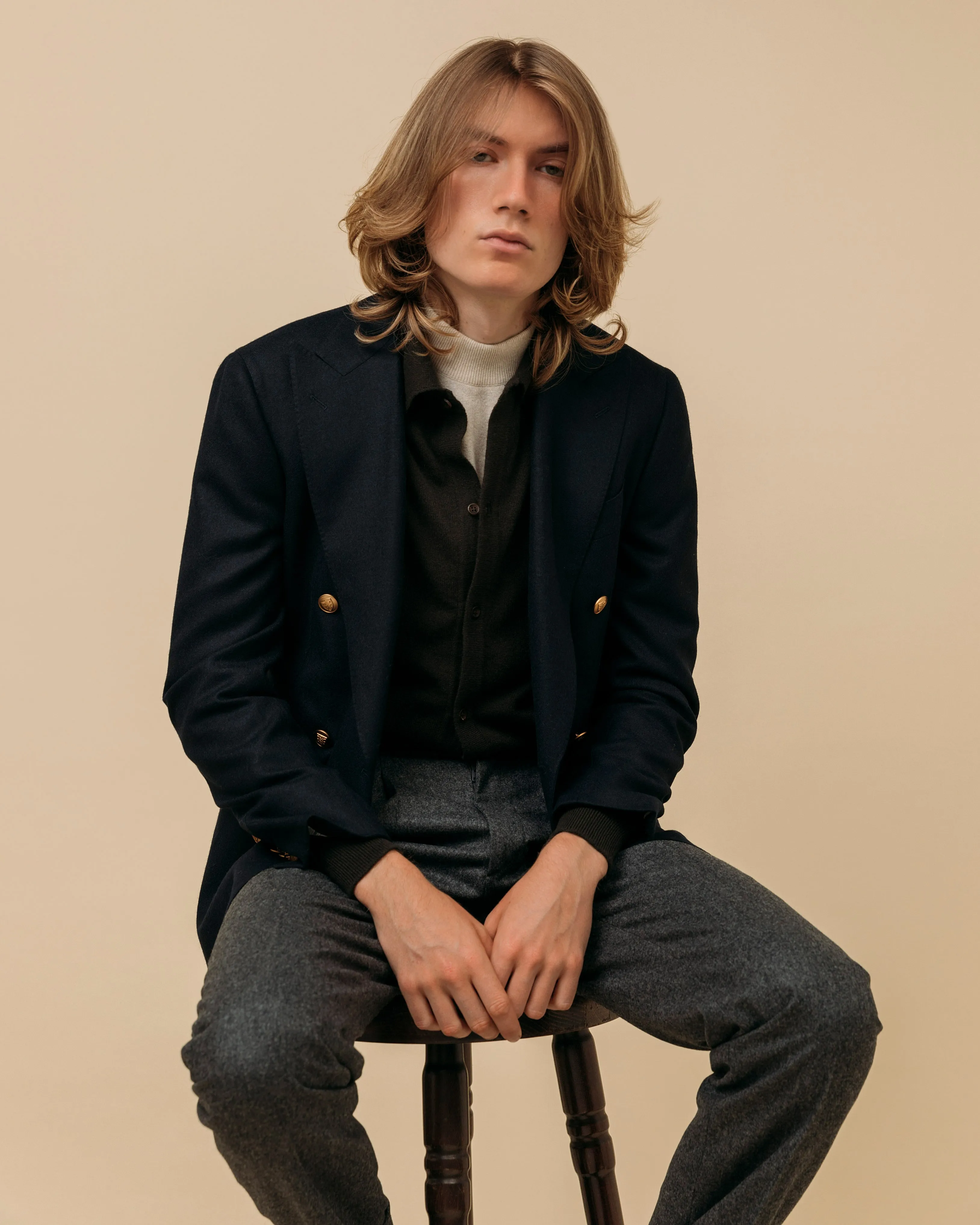 Cashmere shirt cardigan in dark olive