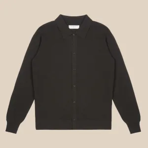 Cashmere shirt cardigan in dark olive