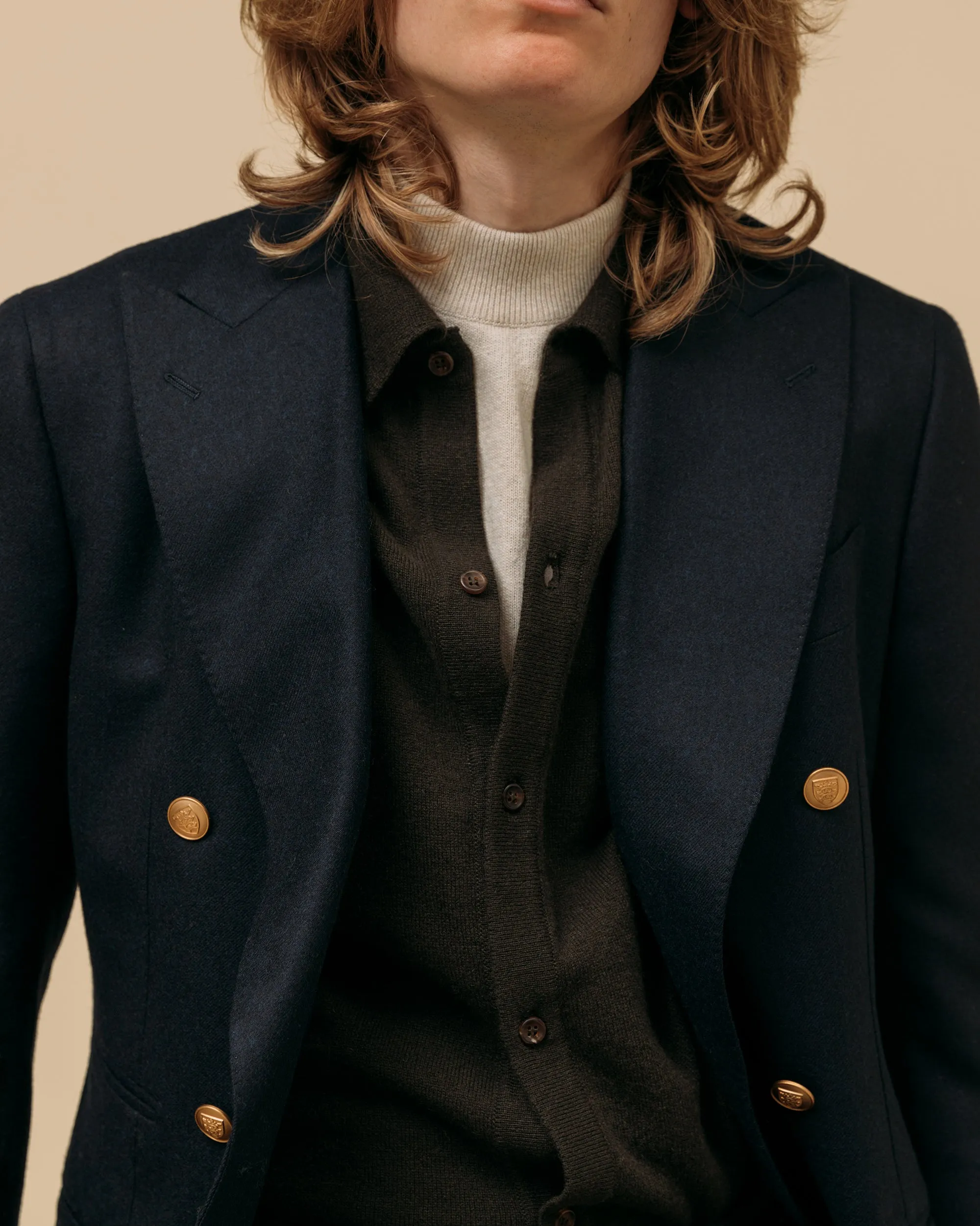 Cashmere shirt cardigan in dark olive