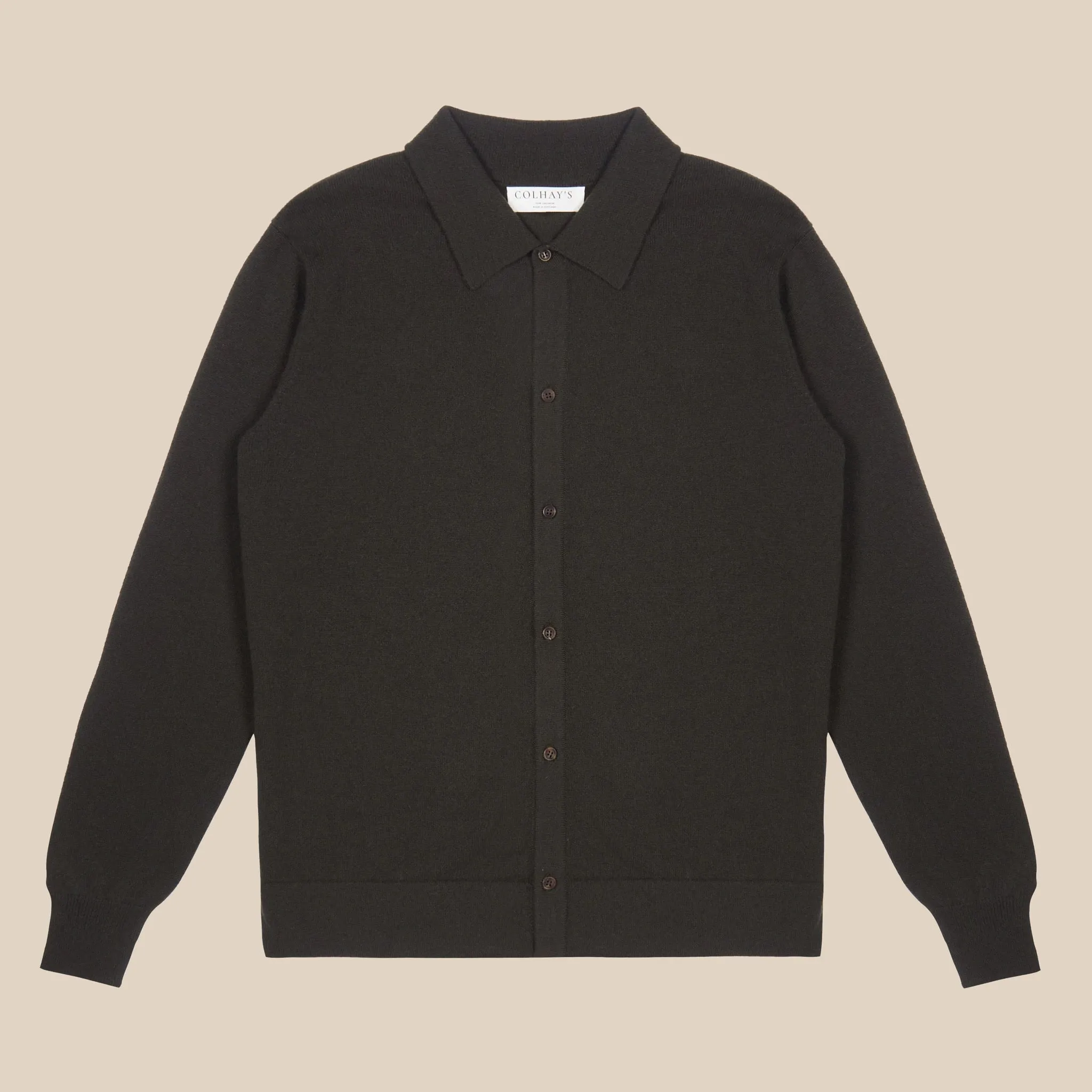 Cashmere shirt cardigan in dark olive