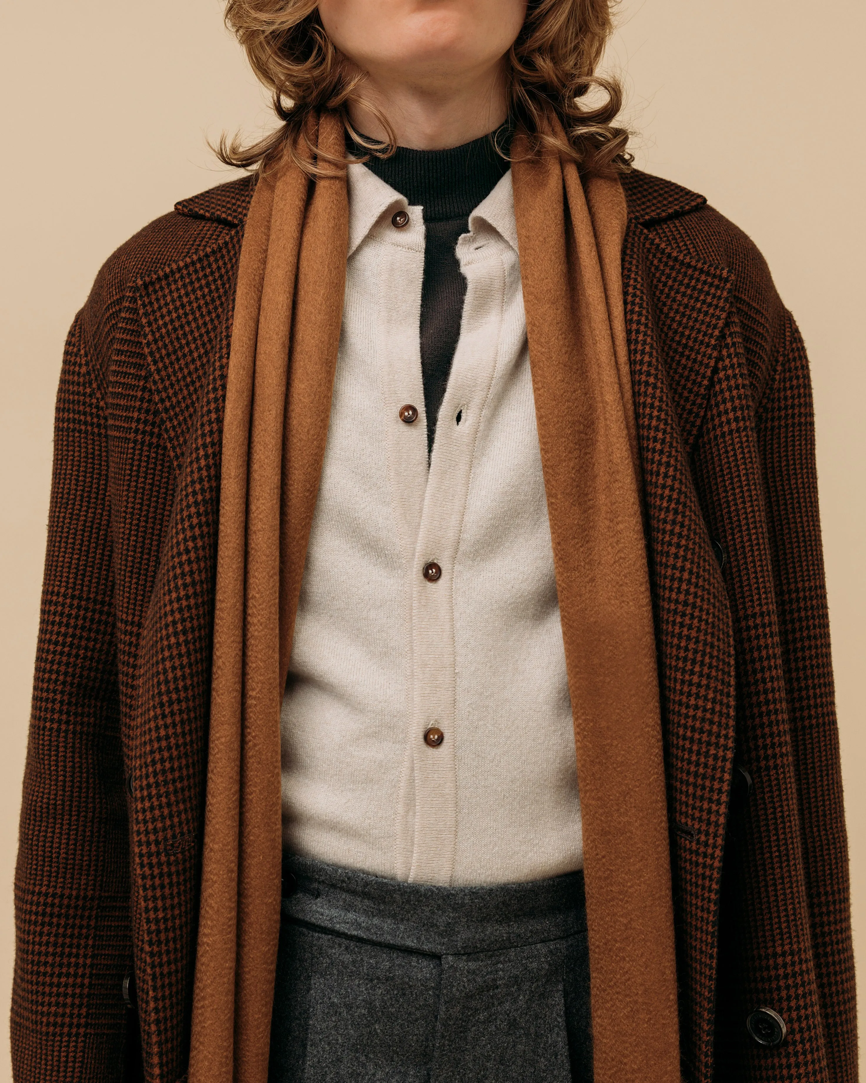 Cashmere shirt cardigan in oatmeal