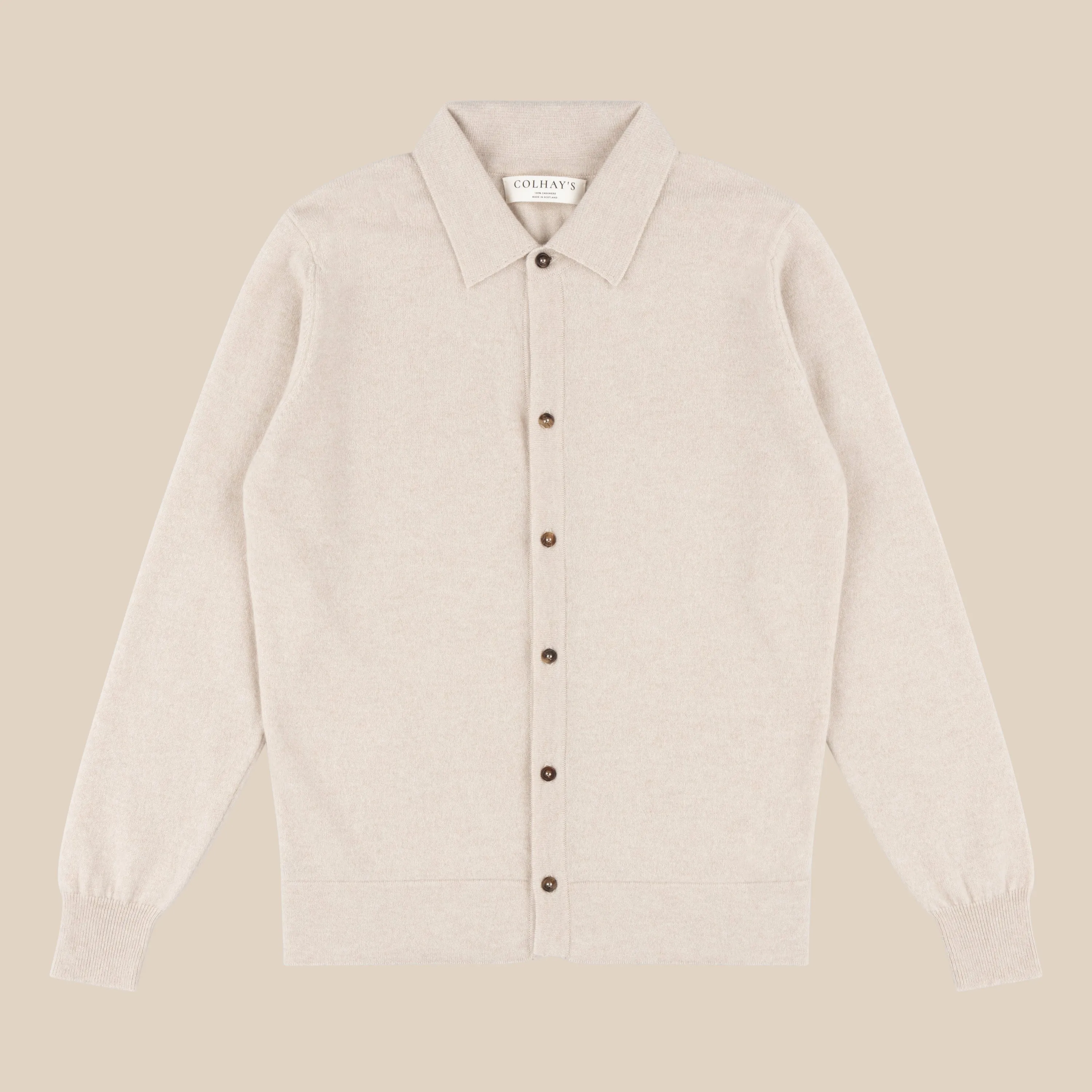 Cashmere shirt cardigan in oatmeal