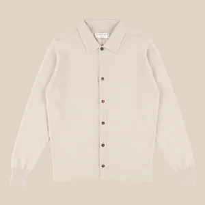 Cashmere shirt cardigan in oatmeal