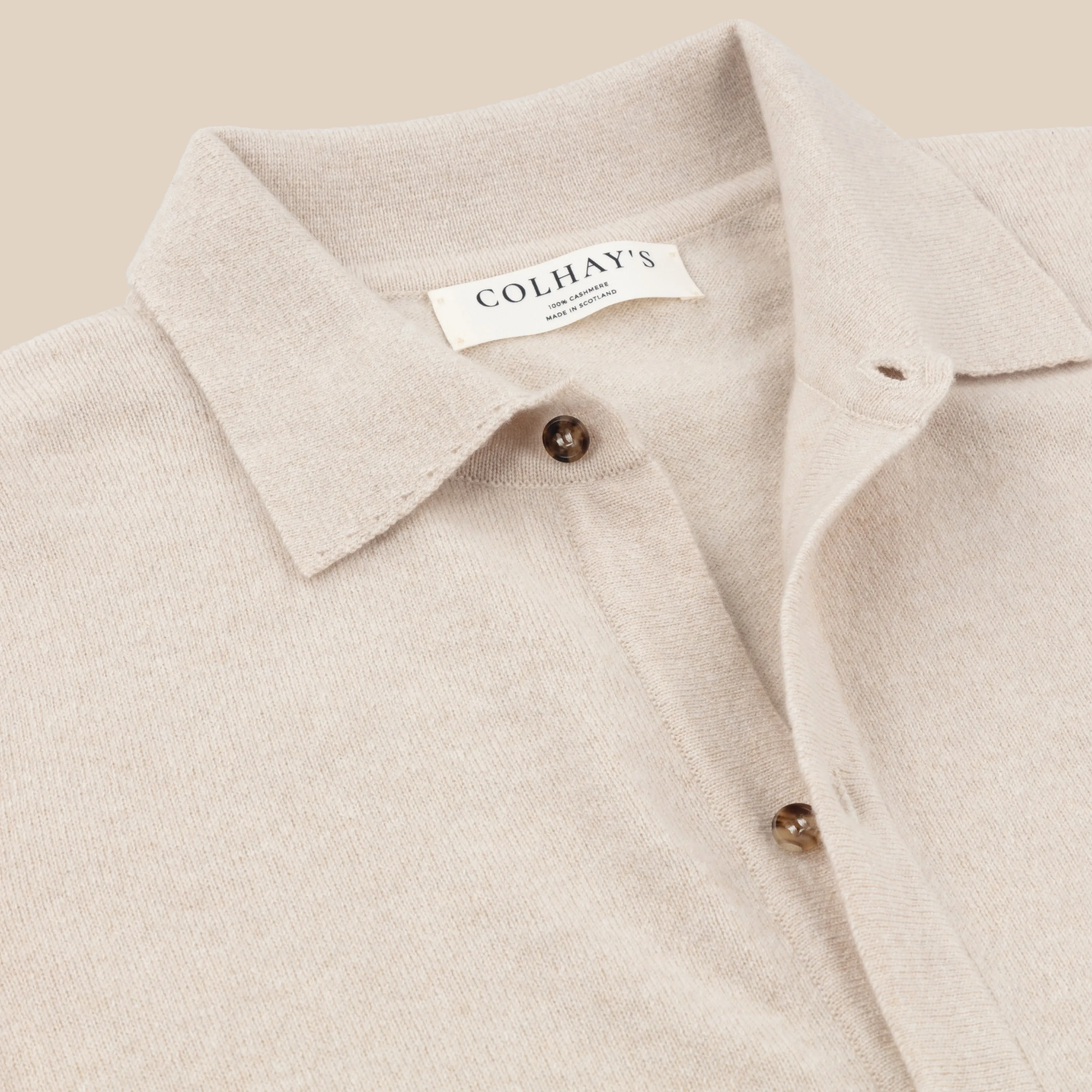 Cashmere shirt cardigan in oatmeal