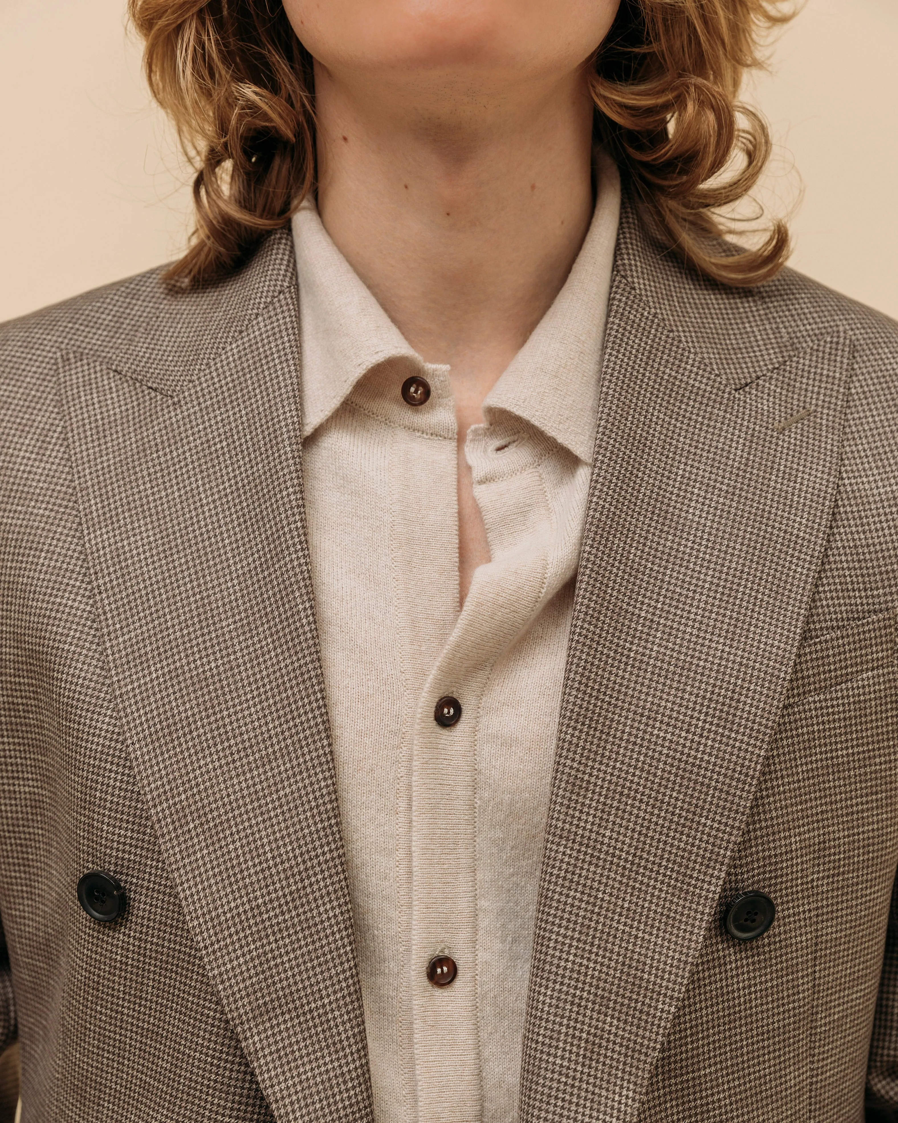 Cashmere shirt cardigan in oatmeal