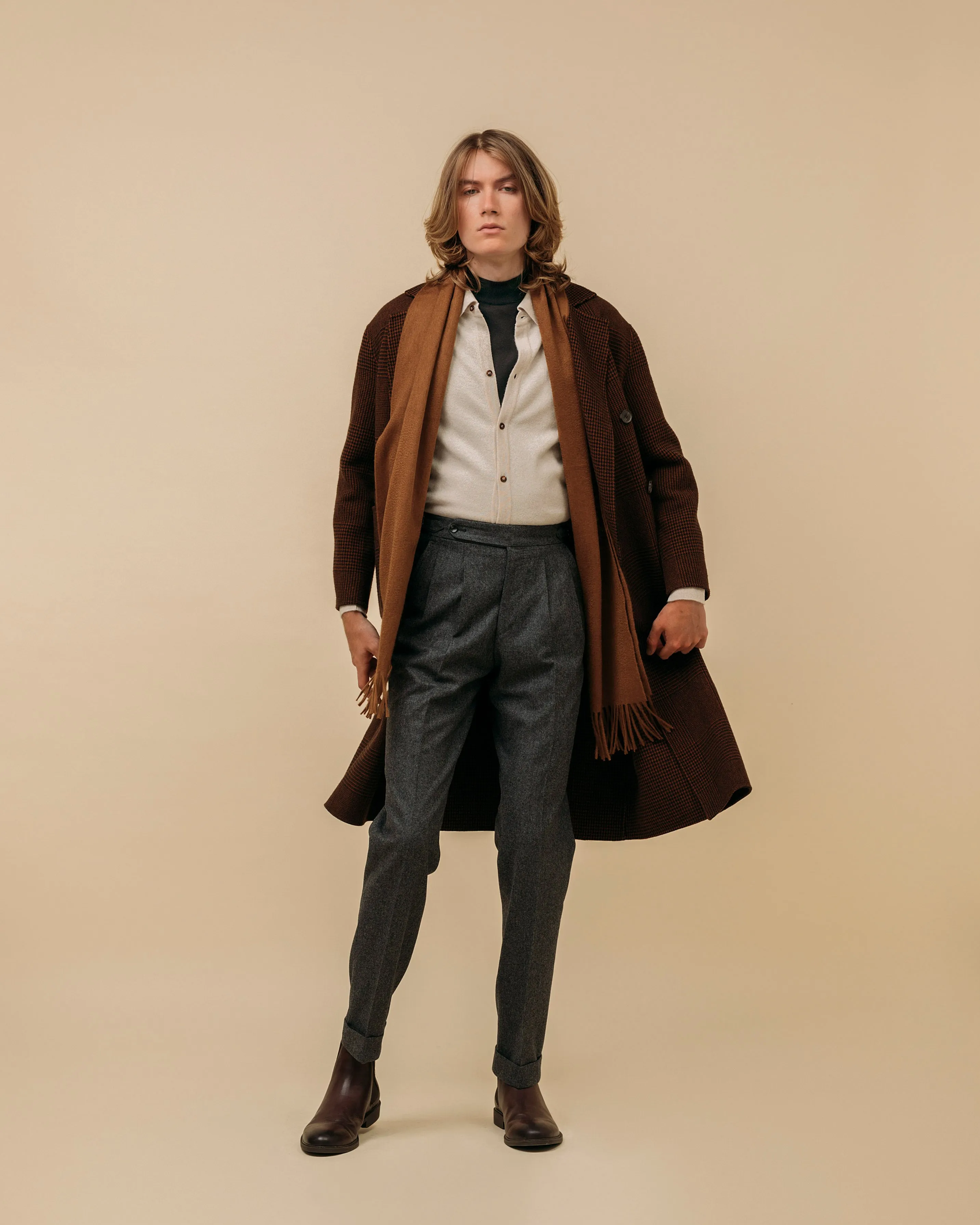 Cashmere shirt cardigan in oatmeal