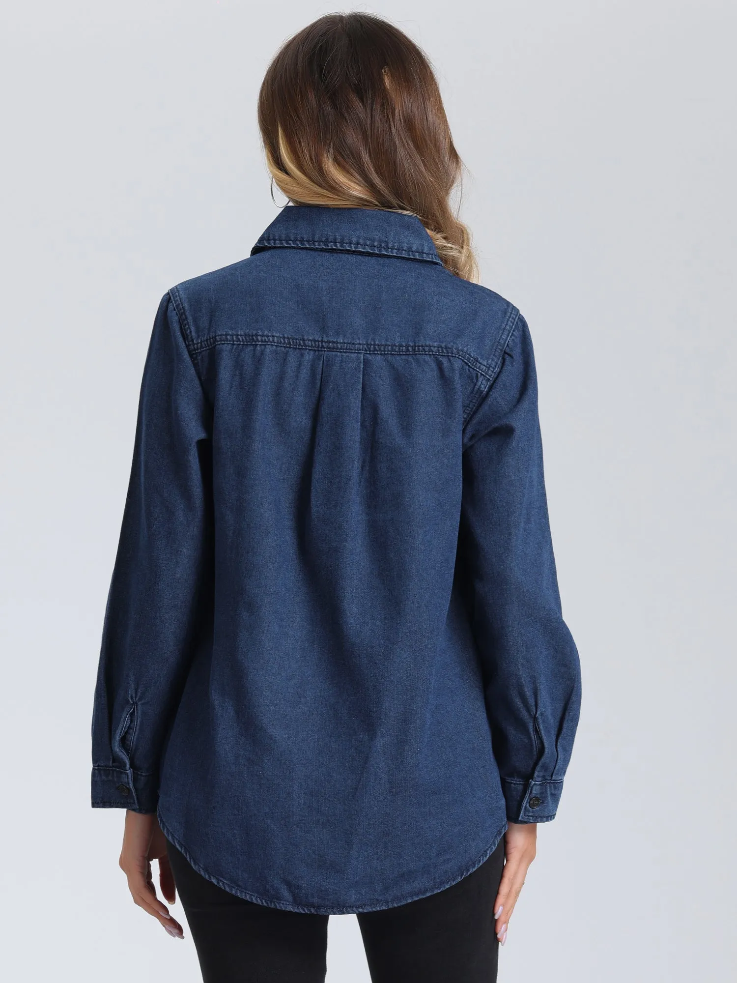 Collar Denim Button Down Long Sleeve Oversized Casual Jean Jackets
