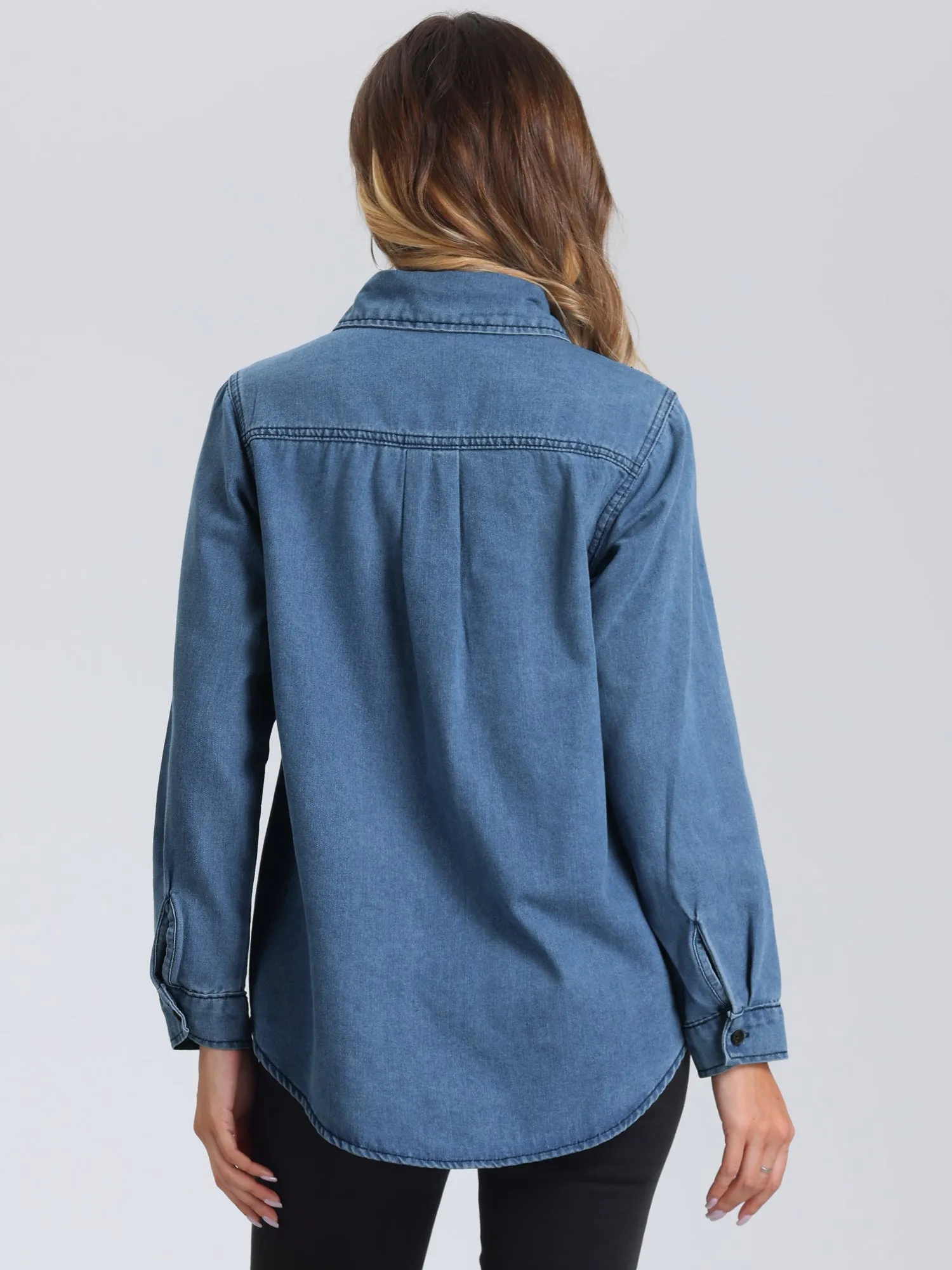 Collar Denim Button Down Long Sleeve Oversized Casual Jean Jackets