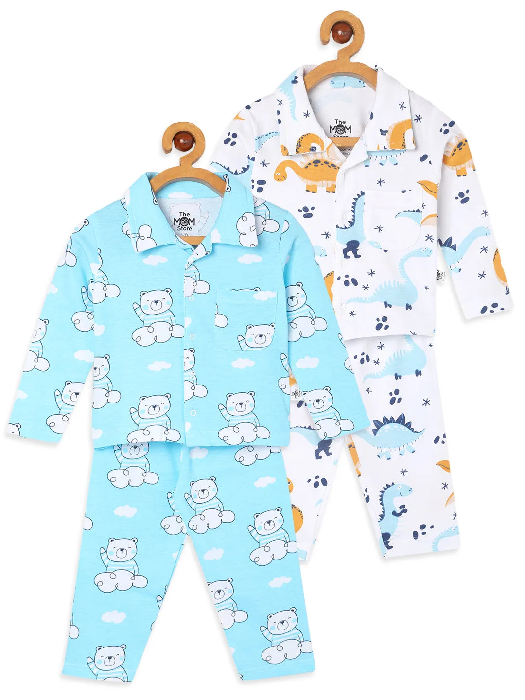 Combo of 2 Baby Pajama Sets - Dino Trip & Hello Bear