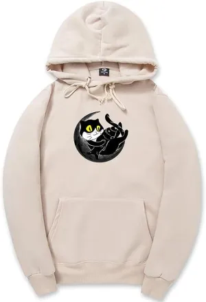 CORIRESHA Teen Funny Cat Hoodie Long Sleeve Drawstring Kangaroo Pocket Soft Cotton Sweatshirt