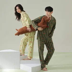 Dachshund Print Cotton Pajama Set for Men/ Women