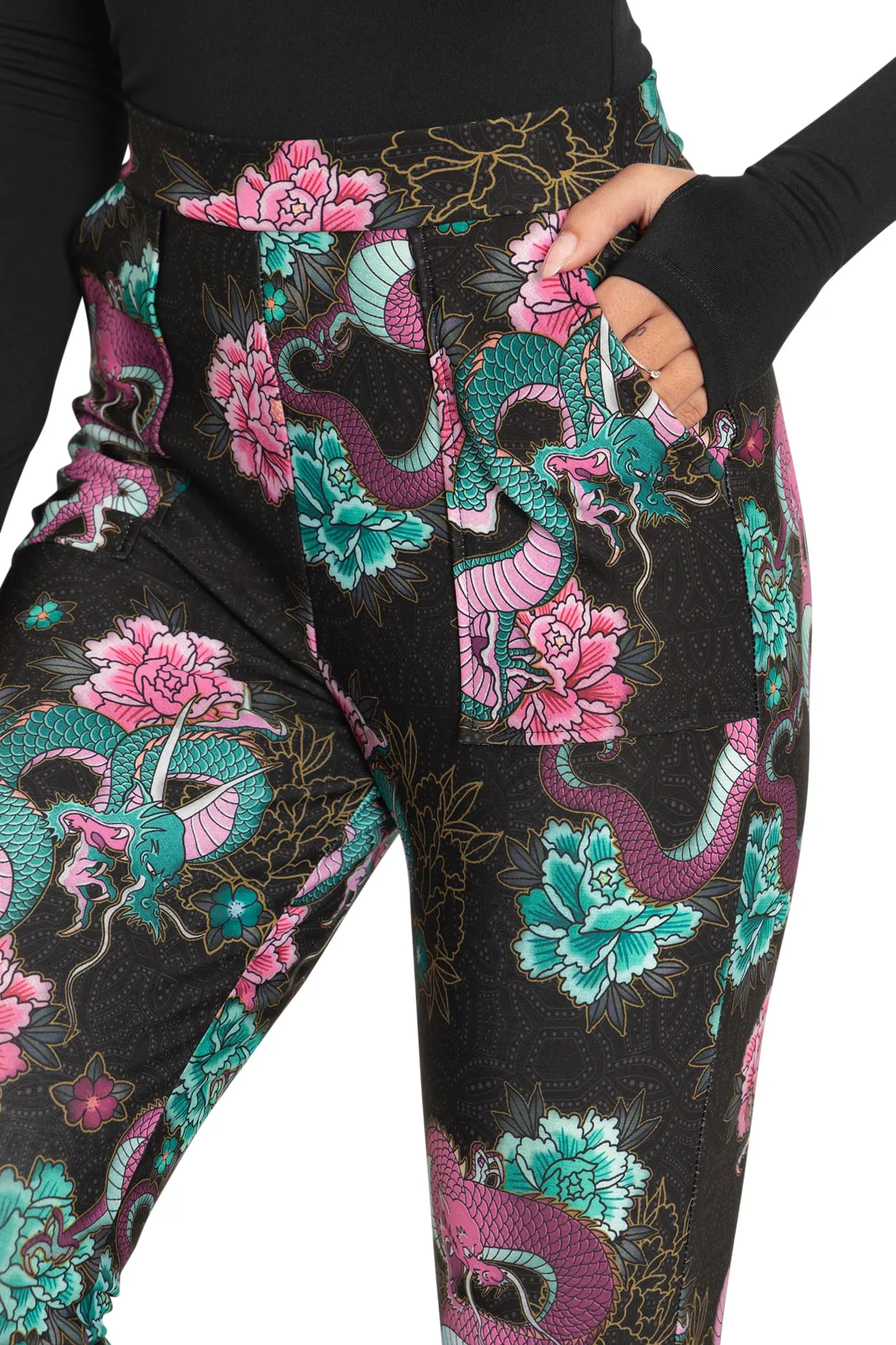 Dragon Bouquet Cuffed Pants
