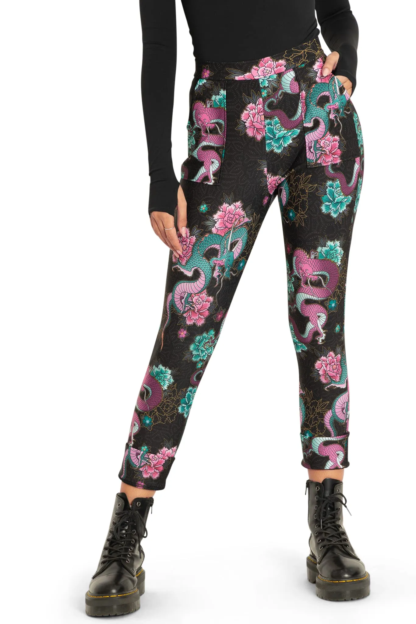 Dragon Bouquet Cuffed Pants