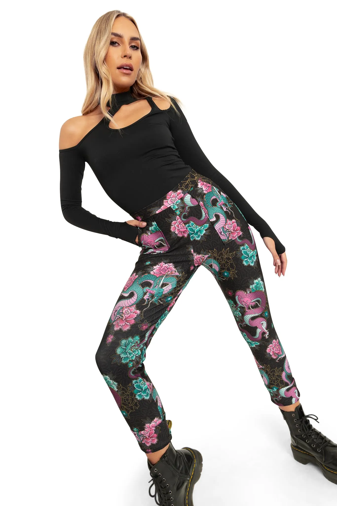 Dragon Bouquet Cuffed Pants