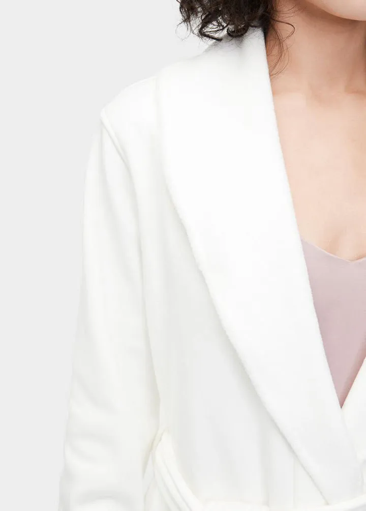 DUFFIELD II Double Knit Fleece Robe in Cream