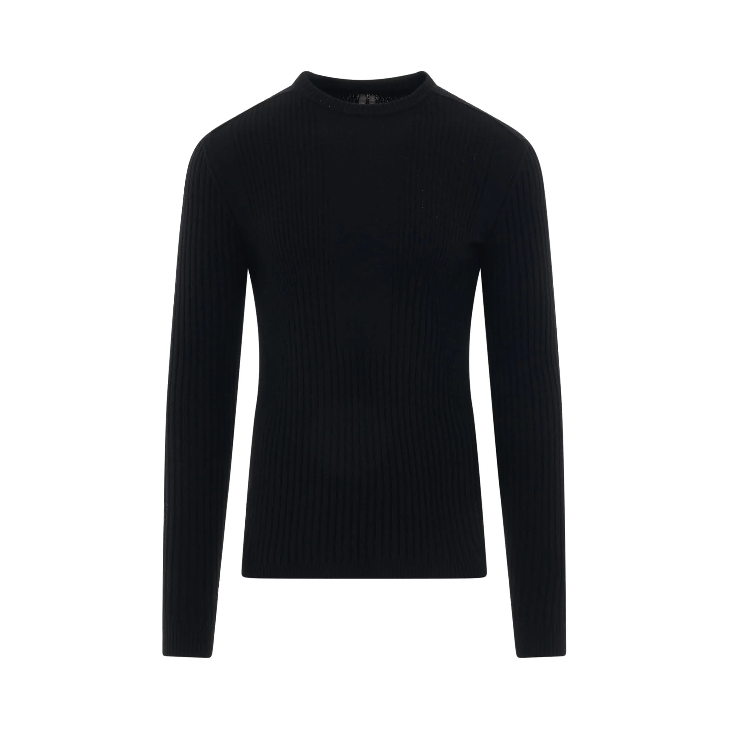 Fisherman Round Neck Knit Sweater in Black