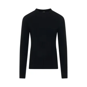 Fisherman Round Neck Knit Sweater in Black