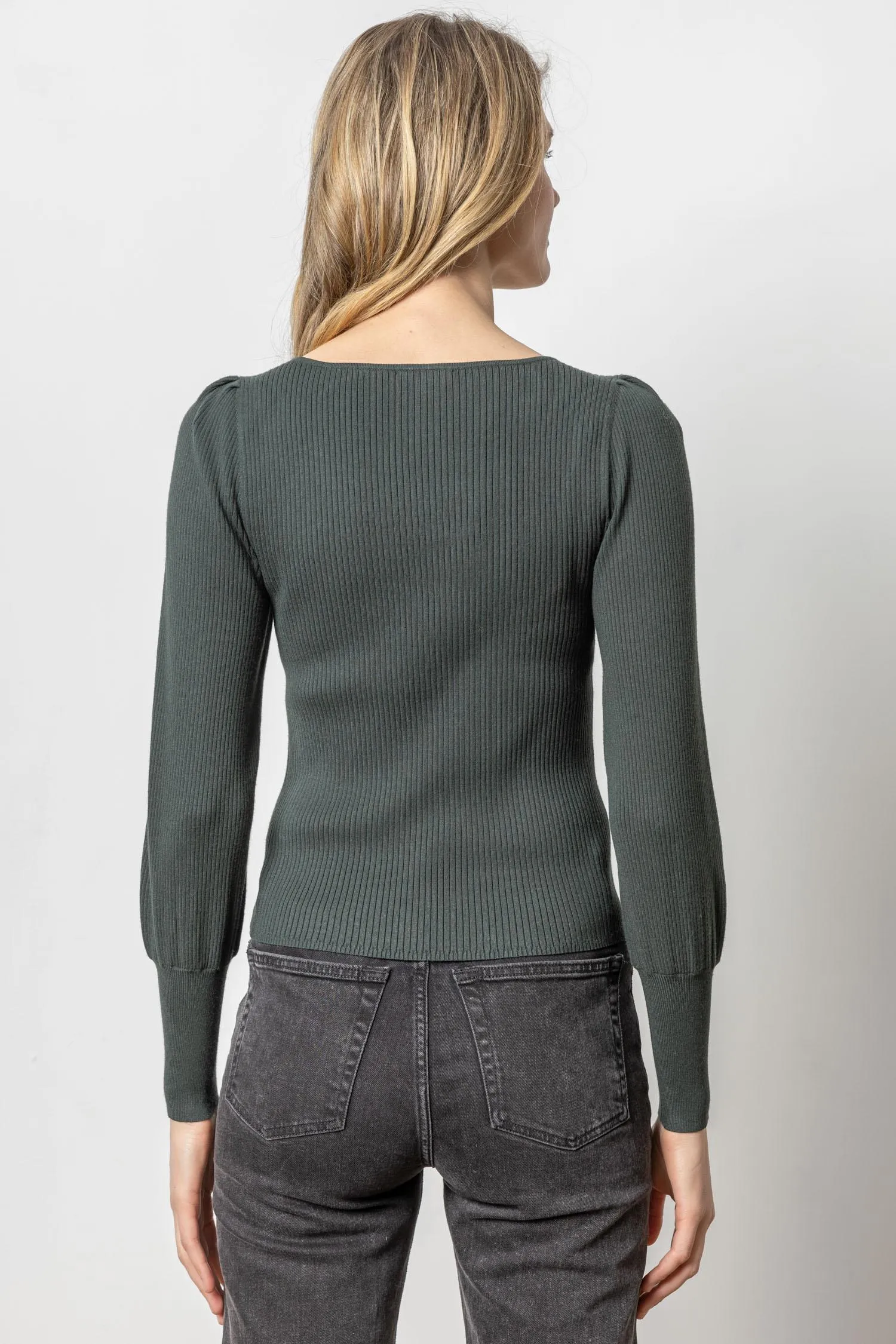 Full Sleeve Square Neck Sweater-Loden