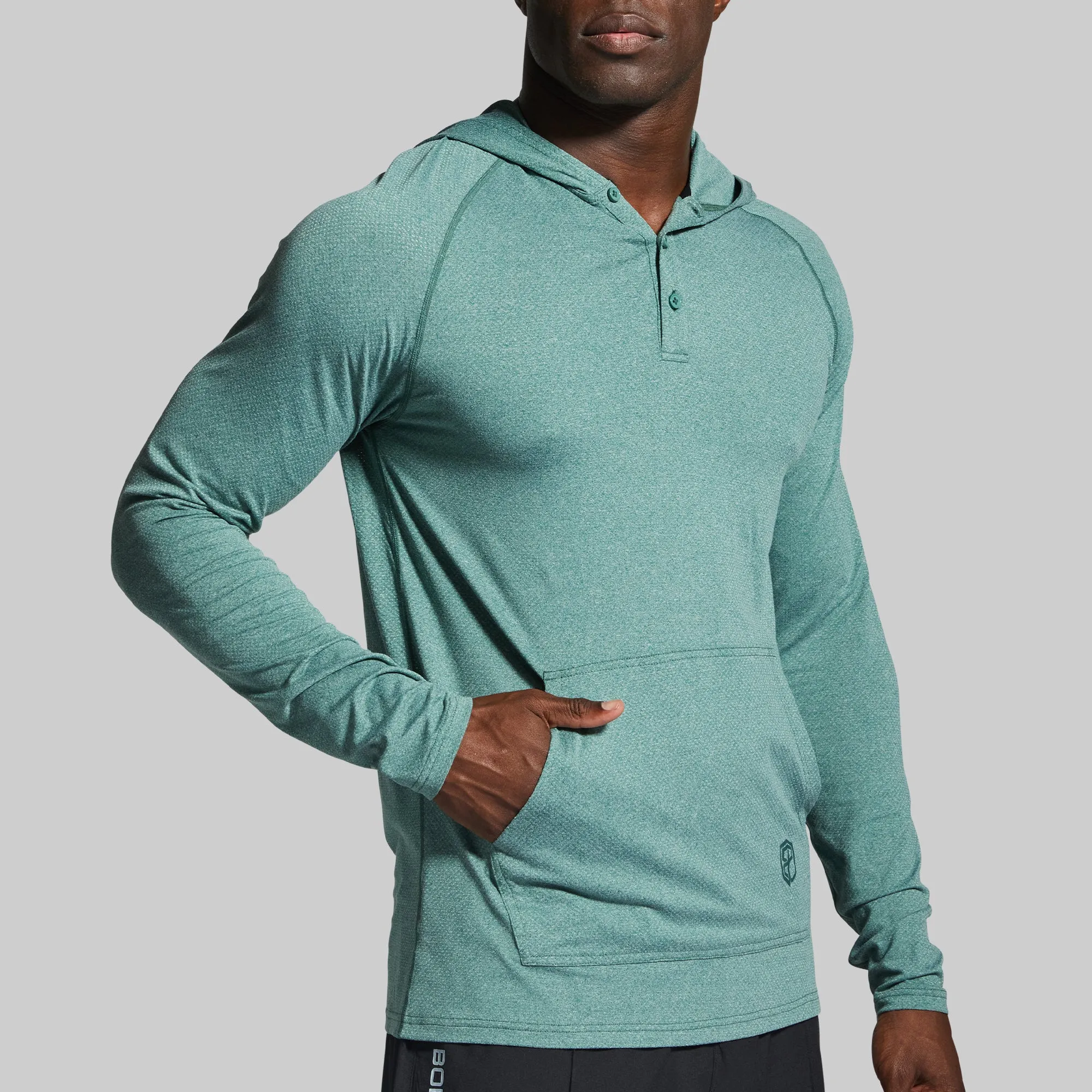 Heritage Henley Hoodie (Dark Emerald)