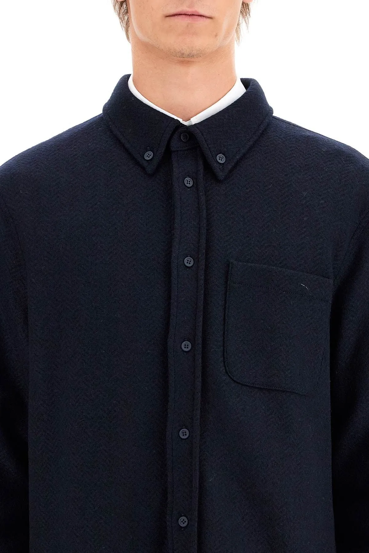 HERRINGBONE WOOL BLEND OVERSHIRT