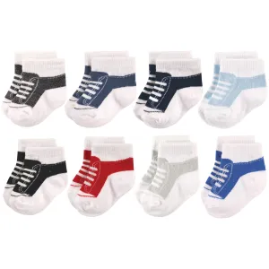 Hudson Baby Cotton Rich Newborn and Terry Socks, Sneaker Black Blue