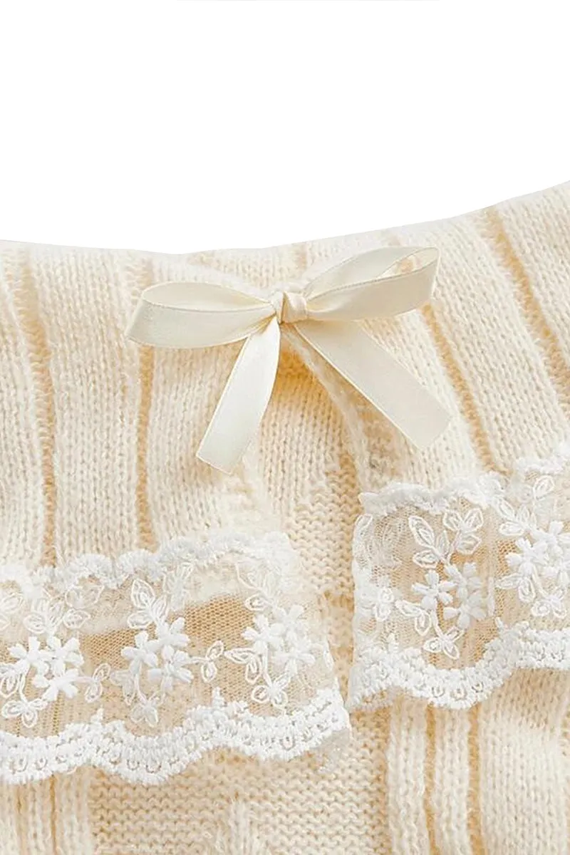 HWT1220 Sweetheart Lace-Trim Knit Top