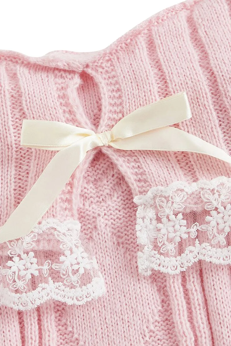 HWT1220 Sweetheart Lace-Trim Knit Top