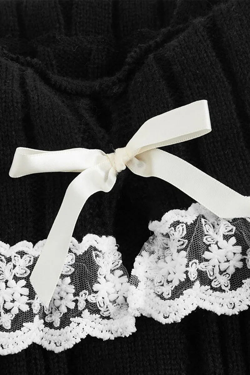HWT1220 Sweetheart Lace-Trim Knit Top