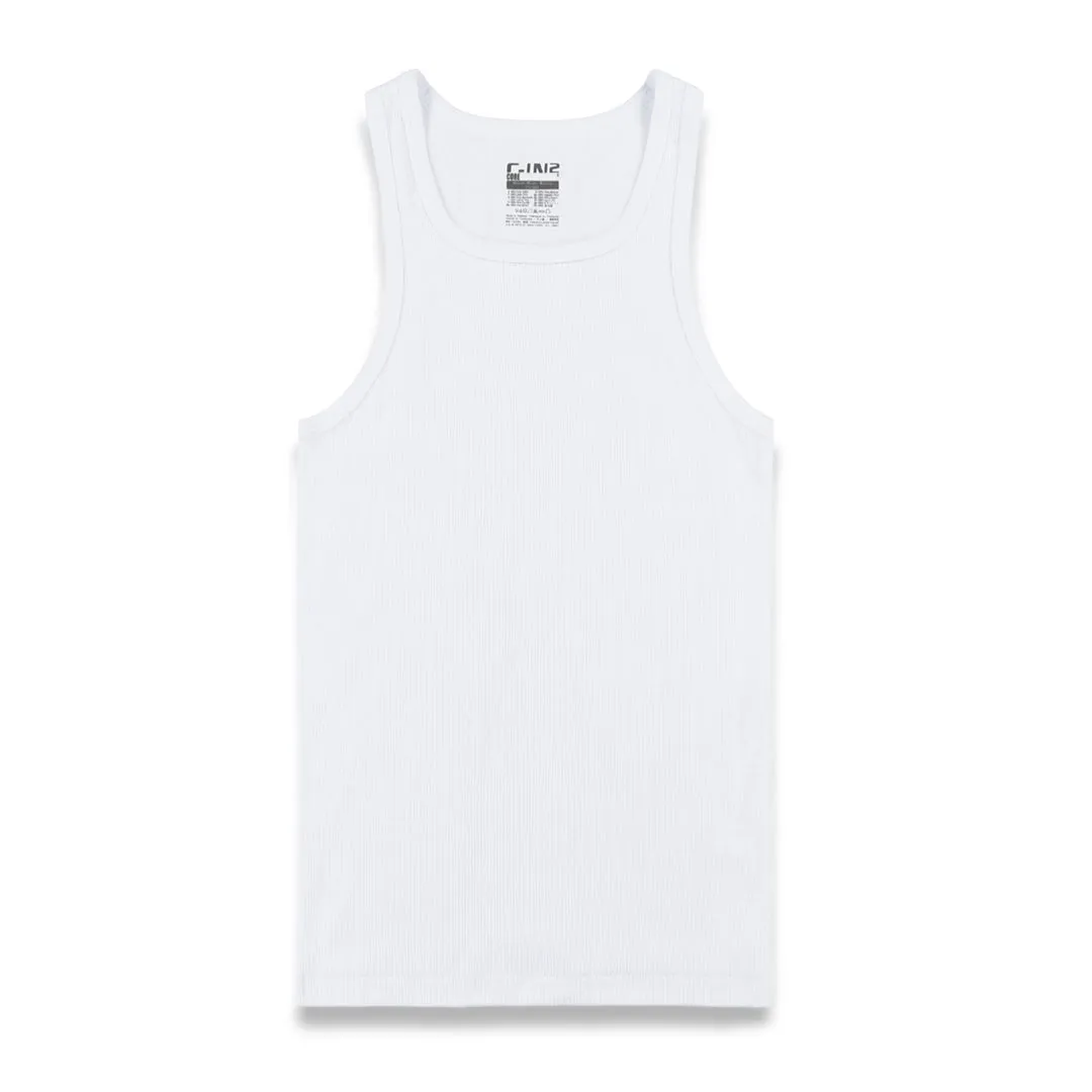 Layers Classic Ribbed Fitted Tank White