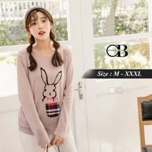 LONG SLEEVE CHECK BUNNY TOPS