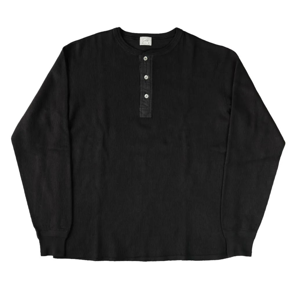 Loop & Weft Classic Royal Rib Knit Thermal Henley (Black)